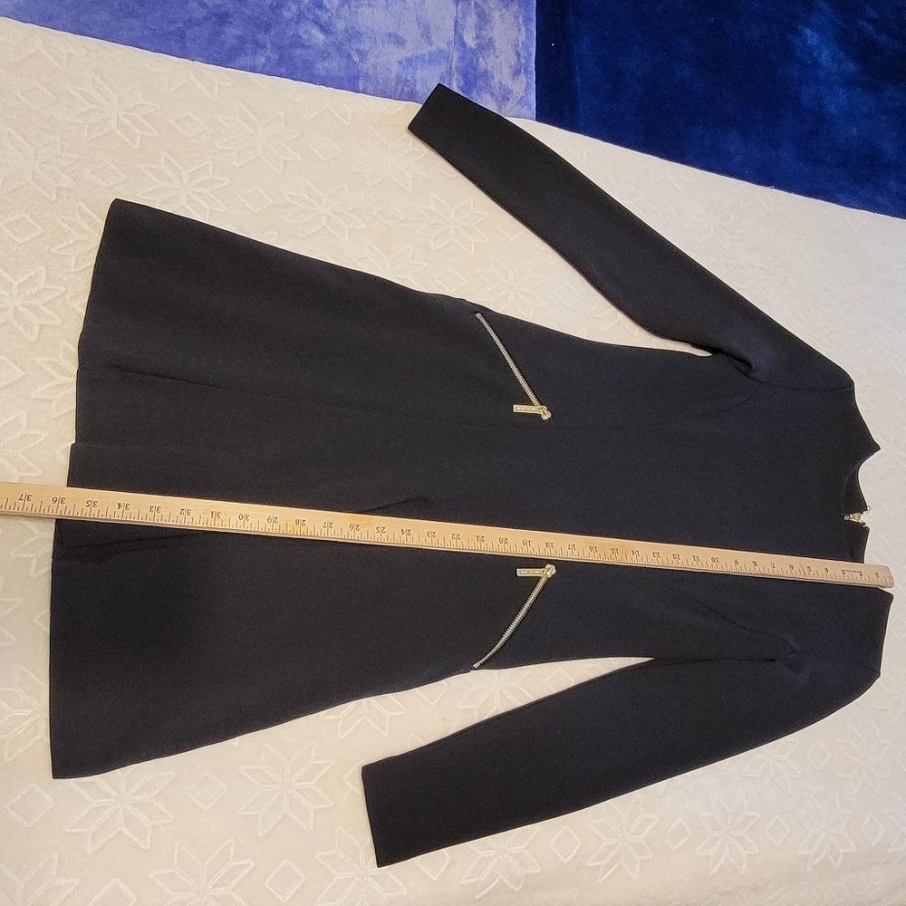 Michael Kors Longsleeve Little Black Dress Back Zip Closure Zip Pockets Size 4 - Picture 7 of 13